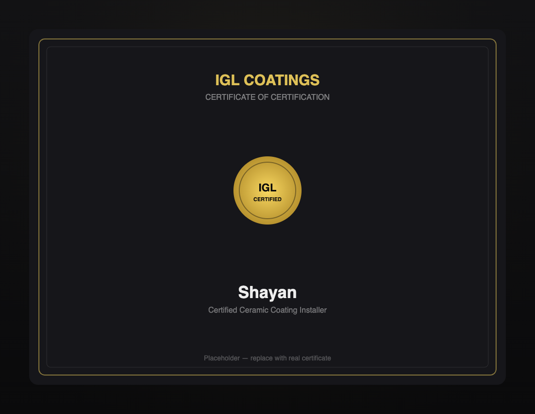 Shayan — IGL Coatings certification